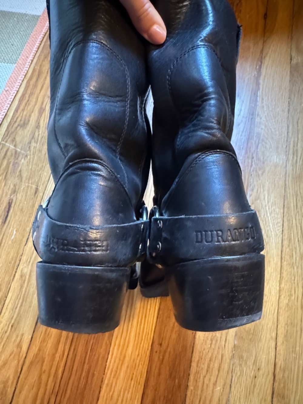 Durango Black Leather Harness Boot - Pull Tab Detail - Picture 7 of 8